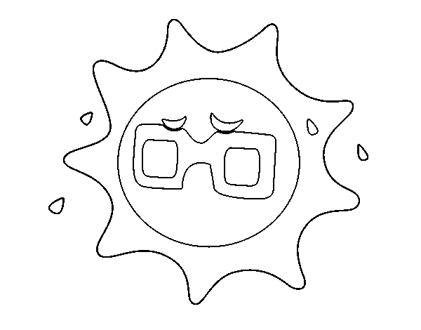 Sun with sweat coloring page