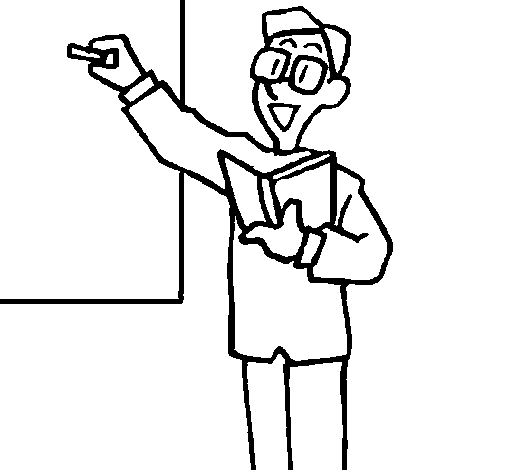 Teacher at the board coloring page