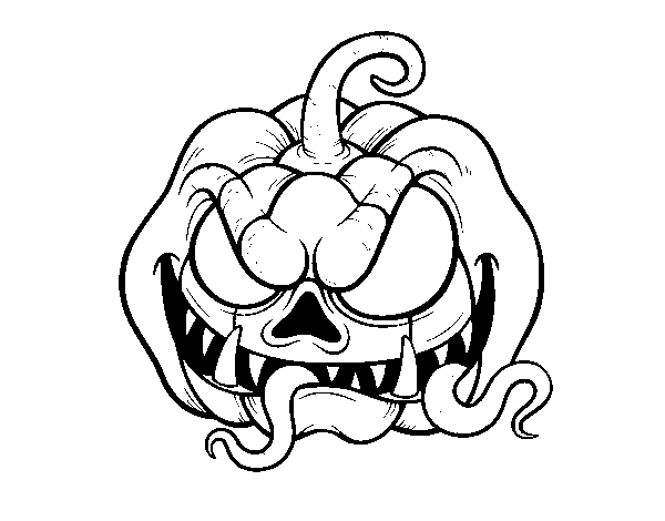 Terrifying pumpkin coloring page