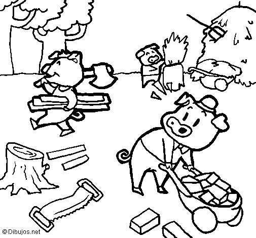 Three little pigs 1 coloring page