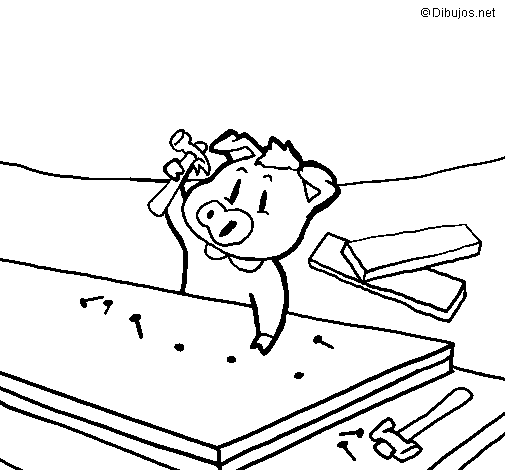 Three little pigs 3 coloring page