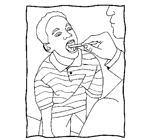 Throat examination coloring page