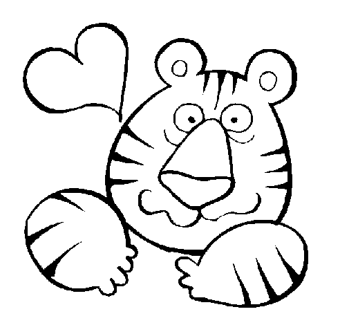 Tiger madly in love coloring page