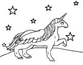 Unicorn looking at the stars coloring page