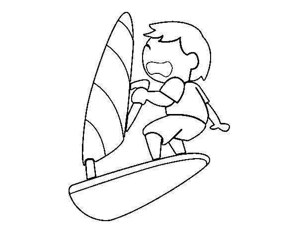 Windsurfing coloring page