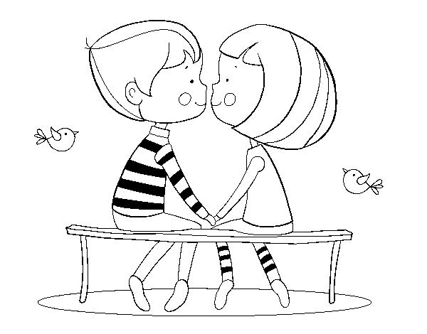 Young lovers coloring page