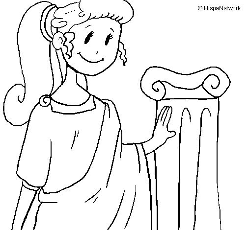 Young Roman woman coloring page
