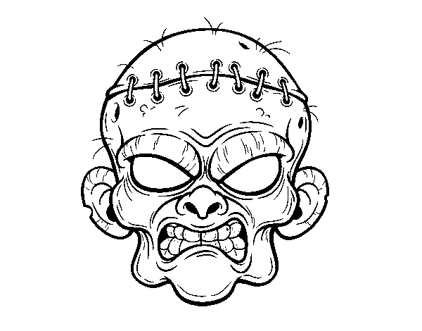 Zombie face coloring page
